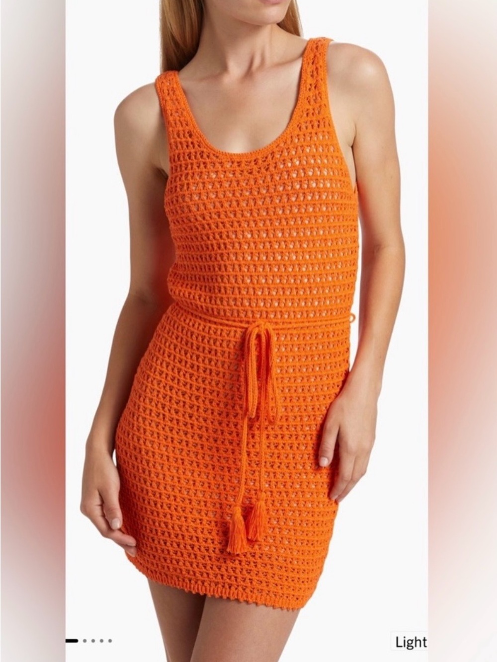 Alice + Olivia Bright Orange Crochet Tank Cover-Up Dress